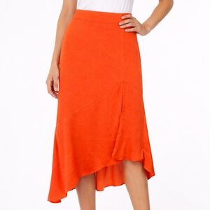 Free People Lola Skirt Elegant Orange Asymmetrical NWT